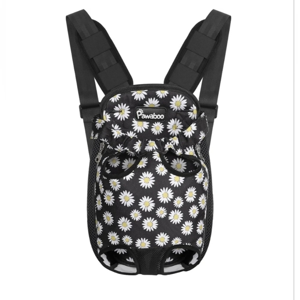 Pawaboo NWT Black Floral Daisy Print Pet Carrier Backpack Size Large (9-13lbs)